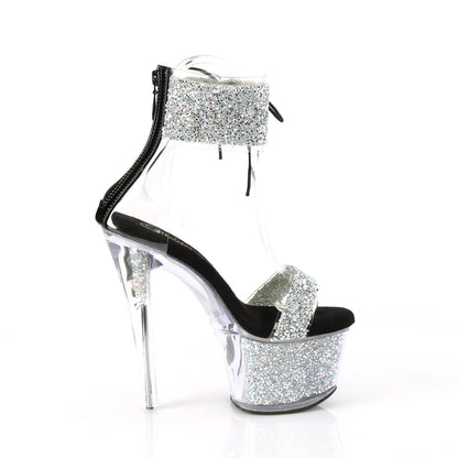 7" Heel, 2 3/4" PF Ankle Cuff Sandal w/RS, Back Zip (Pleaser SKY327RSI/RS-B/RS)