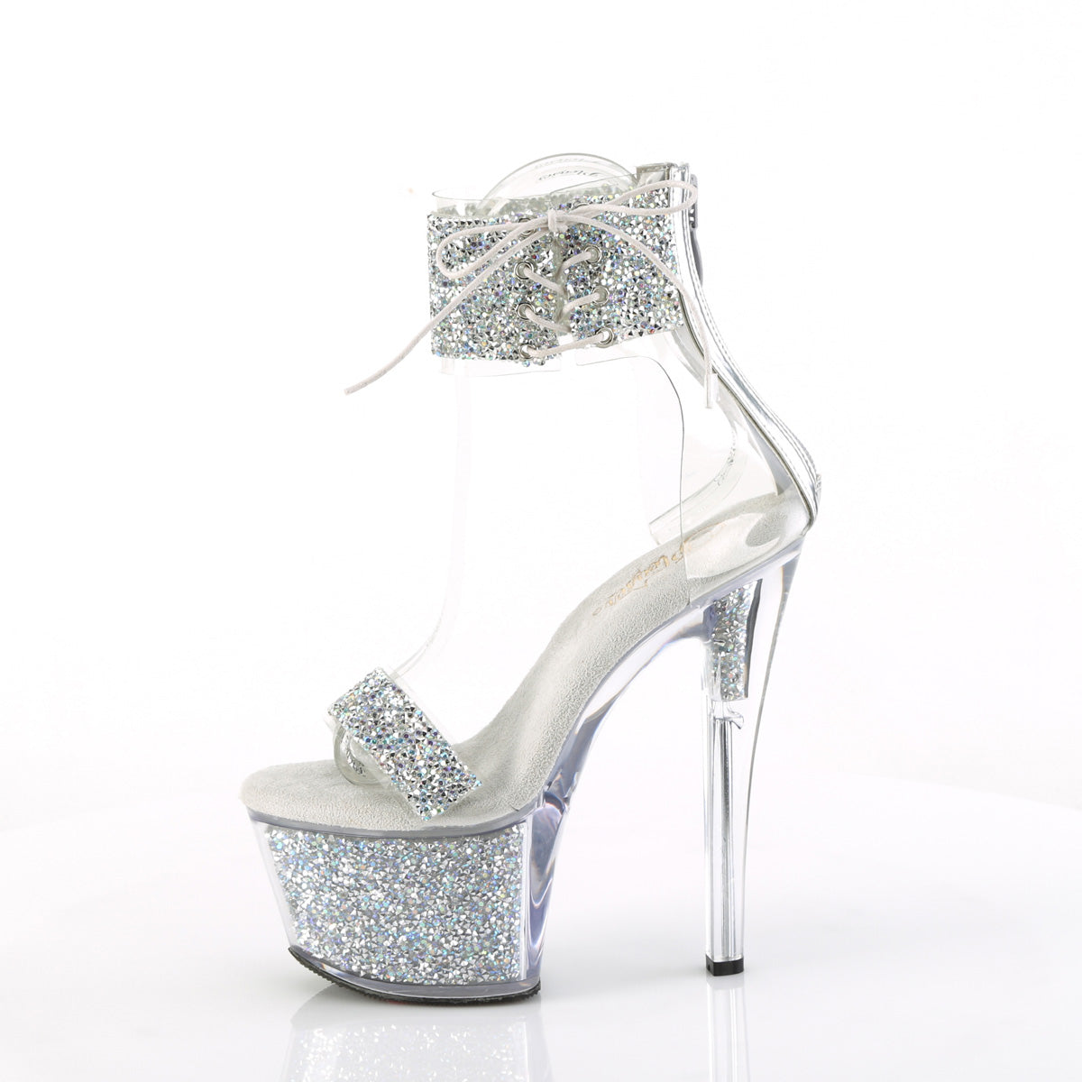 7" Heel, 2 3/4" PF Ankle Cuff Sandal w/RS, Back Zip (Pleaser SKY327RSI/RS-B/RS)