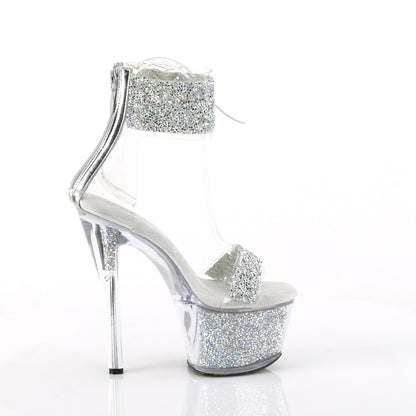 7" Heel, 2 3/4" PF Ankle Cuff Sandal w/RS, Back Zip (Pleaser SKY327RSI/RS-B/RS)