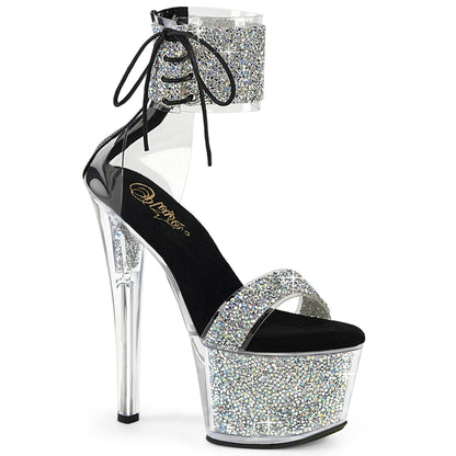 7" Heel, 2 3/4" PF Ankle Cuff Sandal w/RS, Back Zip (Pleaser SKY327RSI/RS-B/RS)