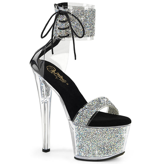7" Heel, 2 3/4" PF Ankle Cuff Sandal w/RS, Back Zip (Pleaser SKY327RSI/RS-B/RS)