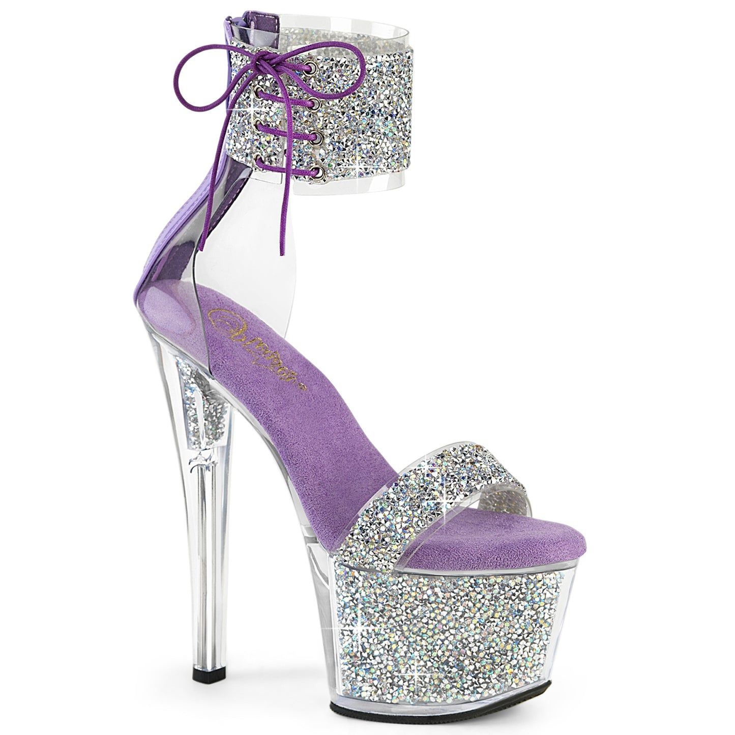 7" Heel, 2 3/4" PF Ankle Cuff Sandal w/RS, Back Zip (Pleaser SKY327RSI/RS-B/RS)