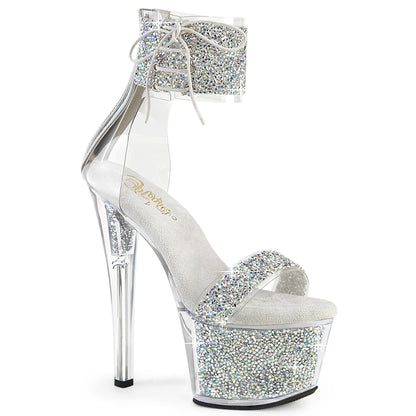 7" Heel, 2 3/4" PF Ankle Cuff Sandal w/RS, Back Zip (Pleaser SKY327RSI/RS-B/RS)