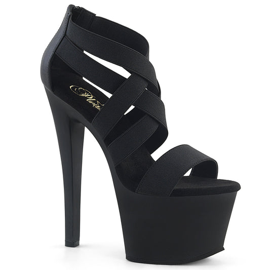 *7" Heel, 2 3/4" PF Criss Cross Sandal, Back Zip (Pleaser SKY369/BELS/M)