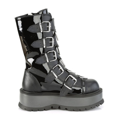 2" PF Mid-Calf Boot w/ 5 Buckle Straps, Outside Zip (Demonia SLK160/BPT-VL)