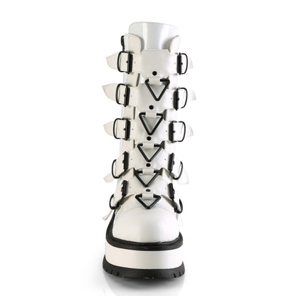 2" PF Mid-Calf Boot w/ 5 Buckle Straps, Outside Zip (Demonia SLK160/BPT-VL)