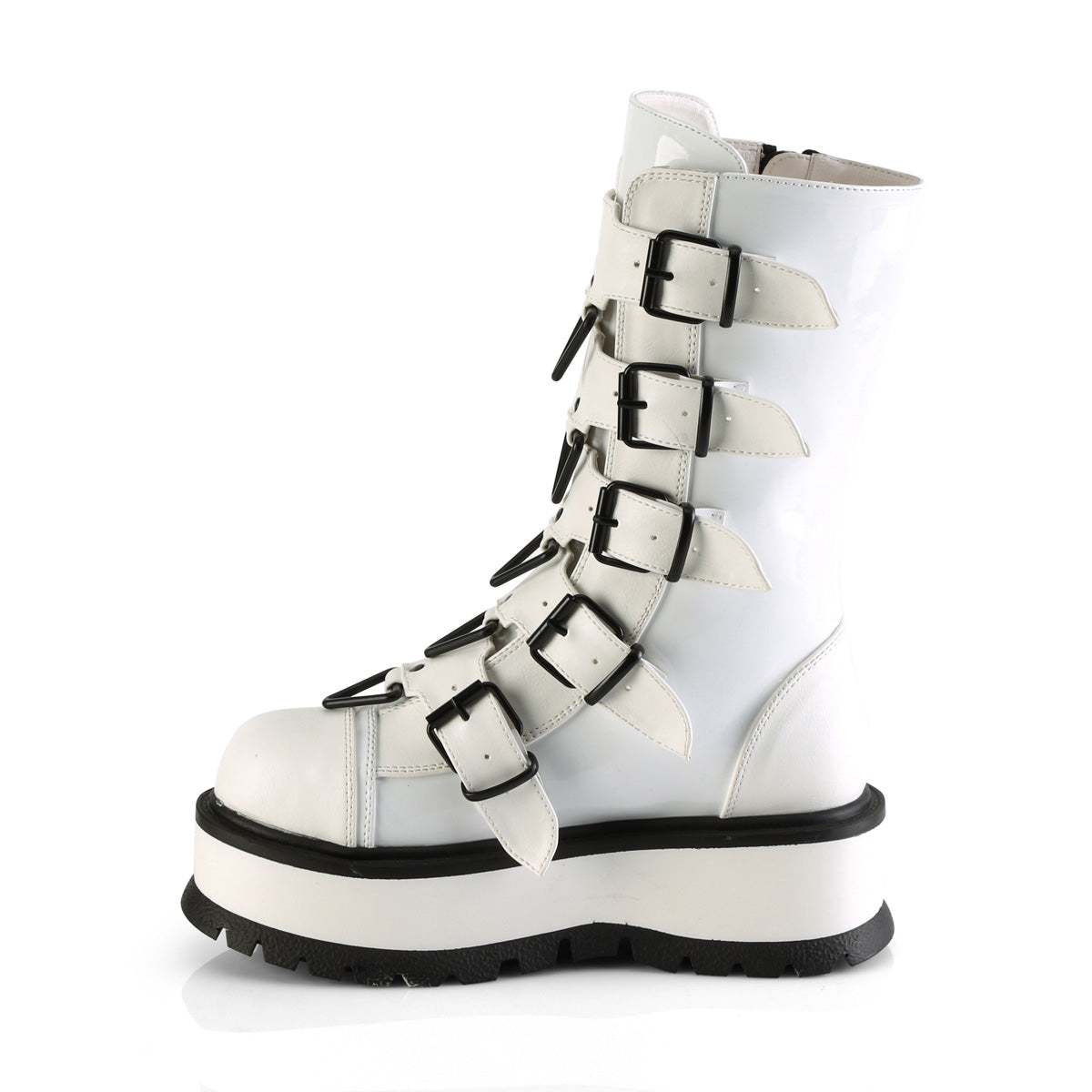 2" PF Mid-Calf Boot w/ 5 Buckle Straps, Outside Zip (Demonia SLK160/BPT-VL)