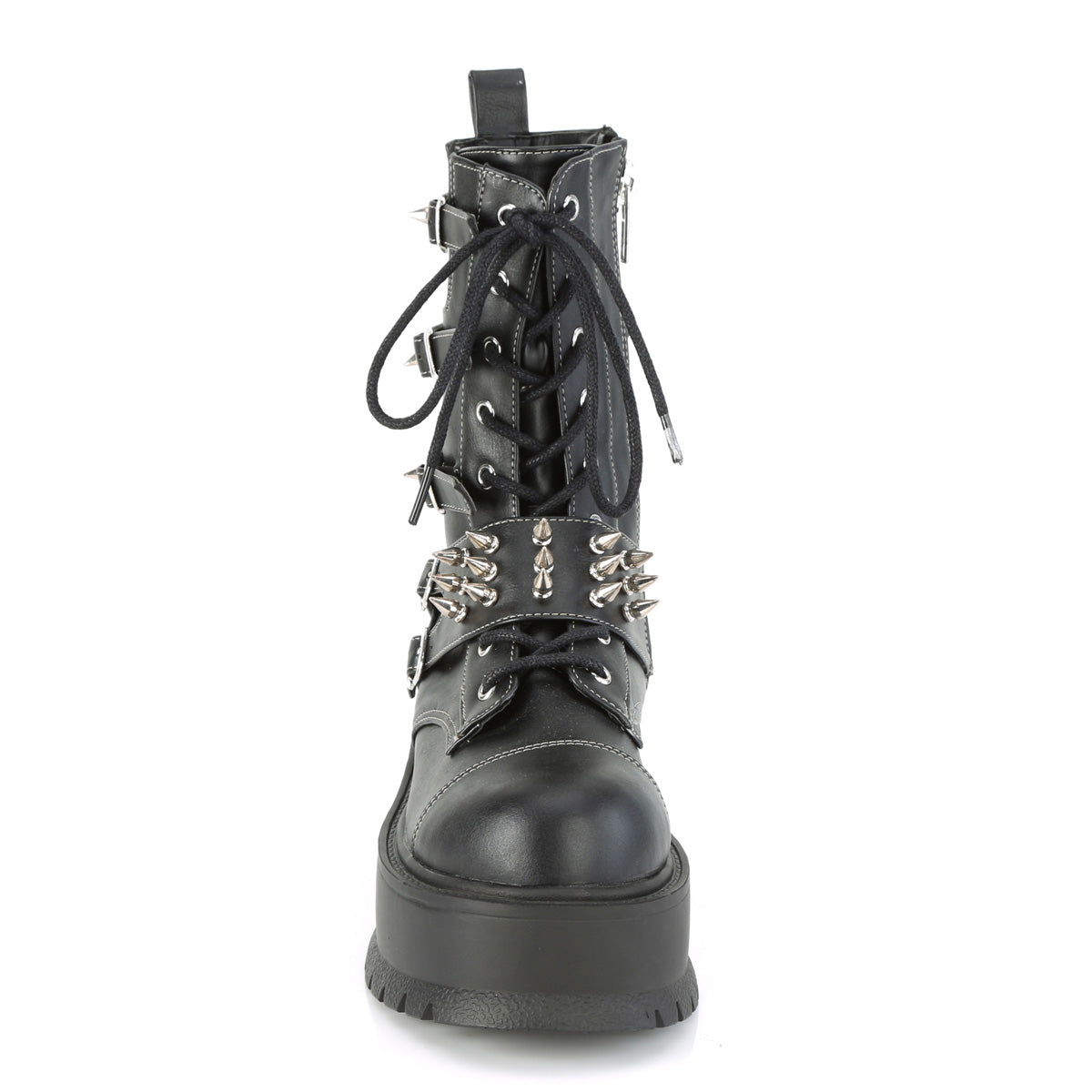 2" PF Lace-Up Mid-Calf Boot, Side Zip (Demonia SLK165/BVL)