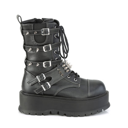 2" PF Lace-Up Mid-Calf Boot, Side Zip (Demonia SLK165/BVL)