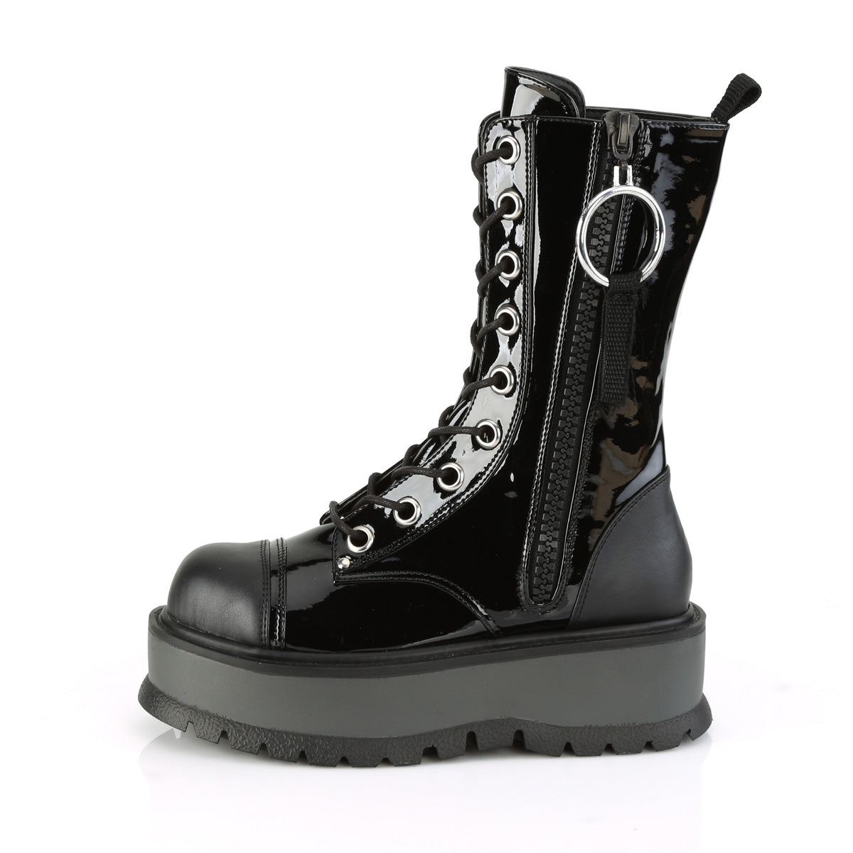 2" PF Lace-Up Mid-Calf Boot, Outside Zip (Demonia SLK220/BPT-VL)