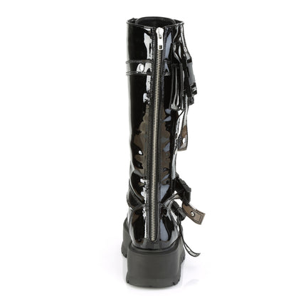 2" PF Lace-Up Knee High Boot, Back Metal Zip (Demonia SLK260/B)