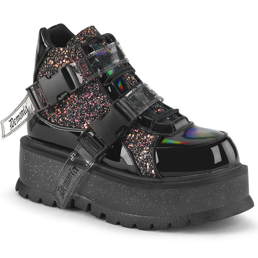 *2" PF Lace-Up Ankle Boot w/ Snap Buckle Detail (Demonia SLK50/BPT-MCG)