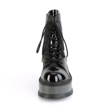 2" PF Lace-Up Ankle Boot, Side Zip (Demonia SLK88/BVL-PT)