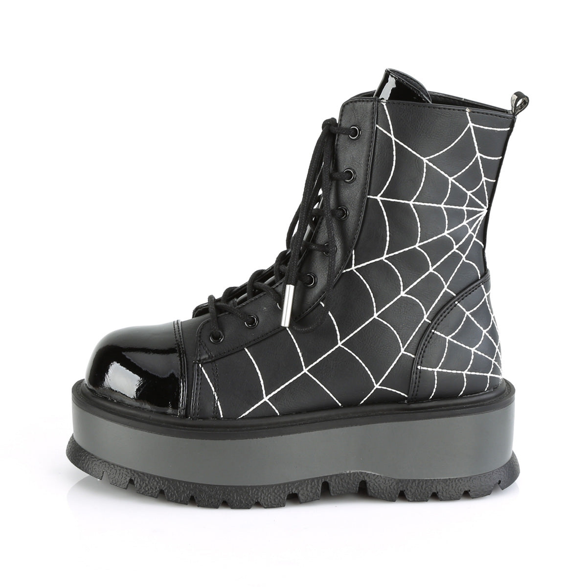 2" PF Lace-Up Ankle Boot, Side Zip (Demonia SLK88/BVL-PT)