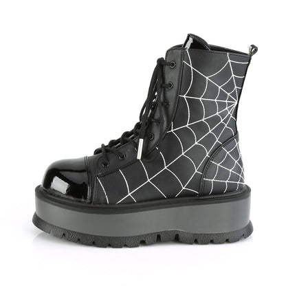 2" PF Lace-Up Ankle Boot, Side Zip (Demonia SLK88/BVL-PT)