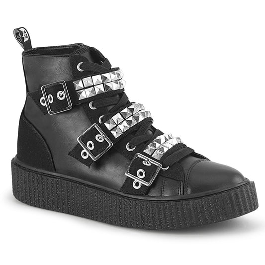 *1 1/2"PF Round Toe Lace-Up Front High Top Creeper Sneaker (Demonia SNK225/BCA-VL)