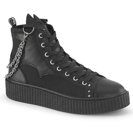 1 1/2"PF Round Toe Lace Up Front High Top Creeper Sneaker (Demonia SNK230/BCA-VL)