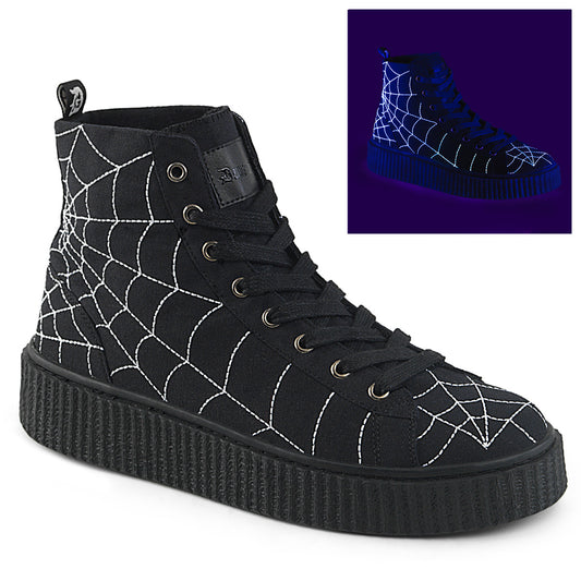 1 1/2"PF Round Toe Lace-Up Front High Top Creeper Sneaker (Demonia SNK250/BCA)