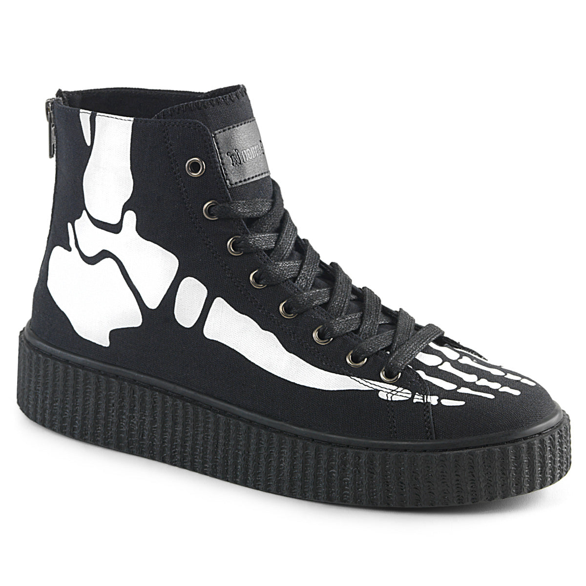 1 1/2"PF Round Toe Lace-Up Front High Top Creeper Sneaker, (Demonia SNK252/BCA)