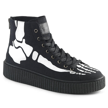 1 1/2"PF Round Toe Lace-Up Front High Top Creeper Sneaker, (Demonia SNK252/BCA)