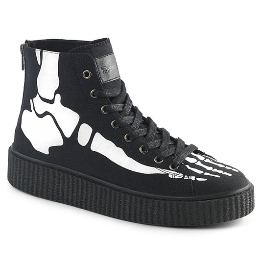 1 1/2"PF Round Toe Lace-Up Front High Top Creeper Sneaker, (Demonia SNK252/BCA)