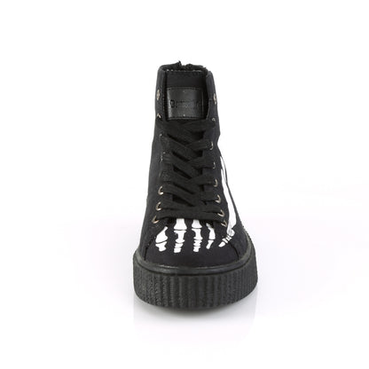 1 1/2"PF Round Toe Lace-Up Front High Top Creeper Sneaker, (Demonia SNK252/BCA)