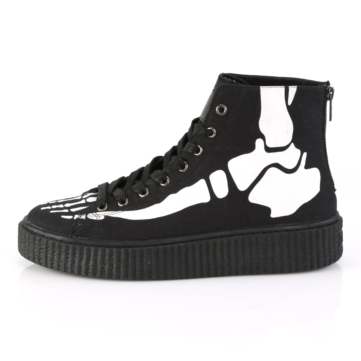 1 1/2"PF Round Toe Lace-Up Front High Top Creeper Sneaker, (Demonia SNK252/BCA)