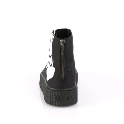 1 1/2"PF Round Toe Lace-Up Front High Top Creeper Sneaker, (Demonia SNK252/BCA)