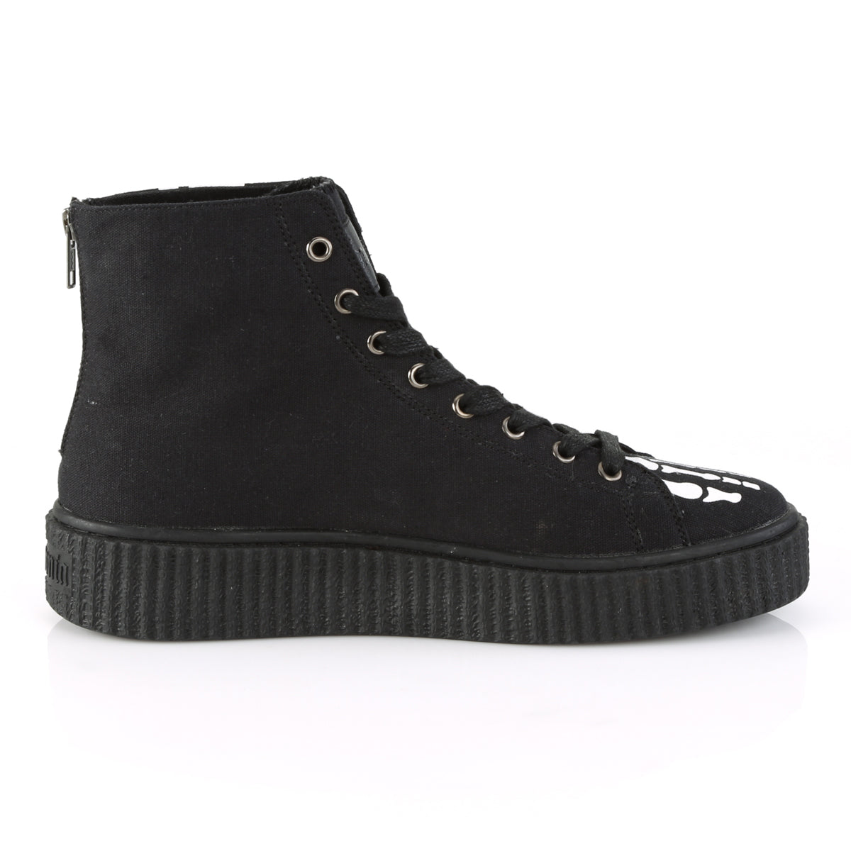 1 1/2"PF Round Toe Lace-Up Front High Top Creeper Sneaker, (Demonia SNK252/BCA)