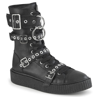 1 1/2"PF Round Toe Lace Up Front Calf High Creeper Sneaker (Demonia SNK320/BVL)