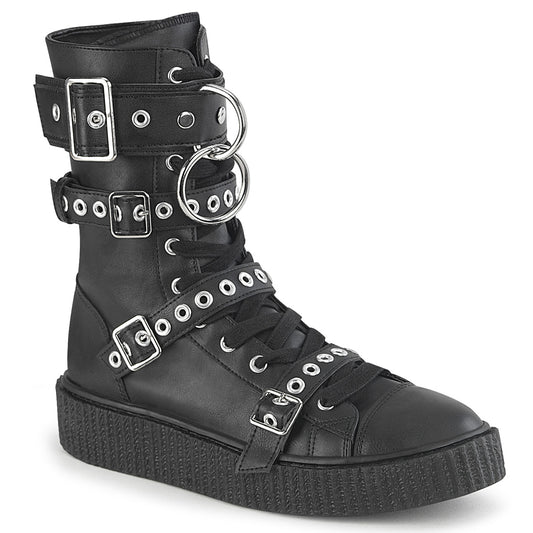1 1/2"PF Round Toe Lace Up Front Calf High Creeper Sneaker (Demonia SNK320/BVL)