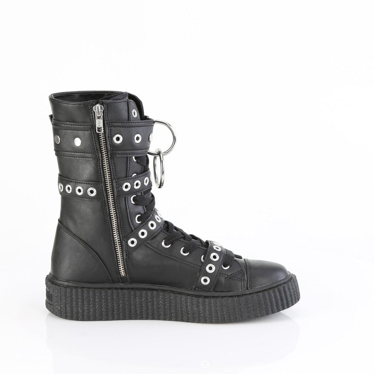 1 1/2"PF Round Toe Lace Up Front Calf High Creeper Sneaker (Demonia SNK320/BVL)