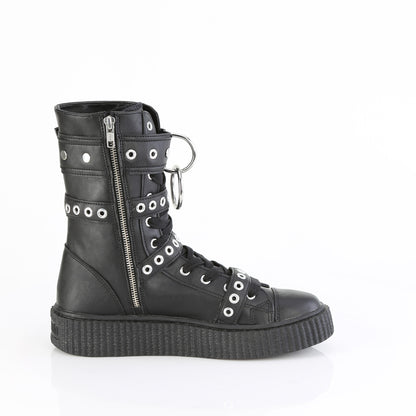 1 1/2"PF Round Toe Lace Up Front Calf High Creeper Sneaker (Demonia SNK320/BVL)