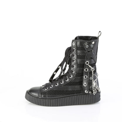 1 1/2"PF Round Toe Lace Up Front Calf High Creeper Sneaker (Demonia SNK325/BVL-FN)