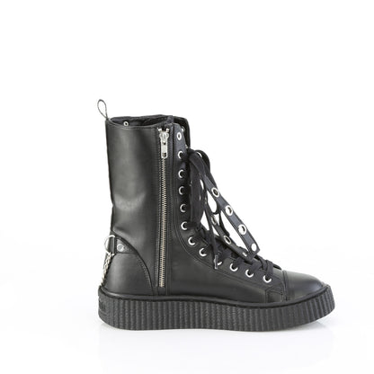 1 1/2"PF Round Toe Lace Up Front Calf High Creeper Sneaker (Demonia SNK325/BVL-FN)