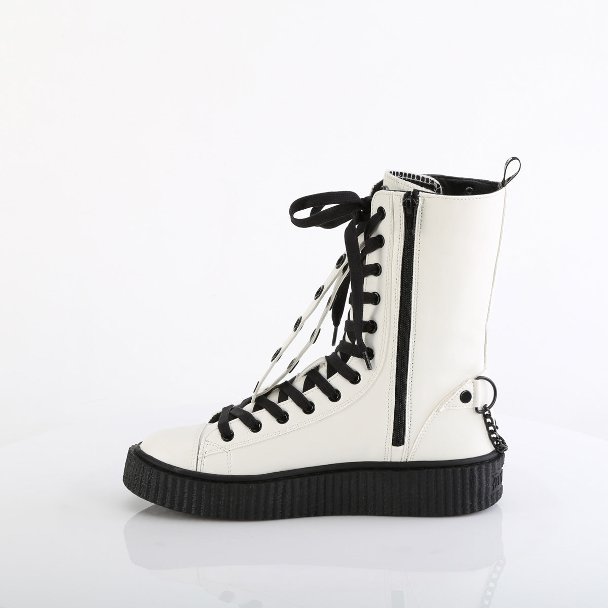 1 1/2"PF Round Toe Lace Up Front Calf High Creeper Sneaker (Demonia SNK325/BVL-FN)