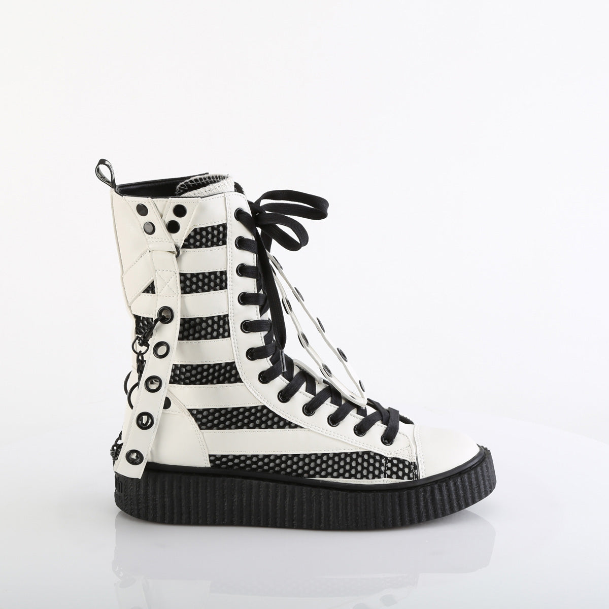 1 1/2"PF Round Toe Lace Up Front Calf High Creeper Sneaker (Demonia SNK325/BVL-FN)