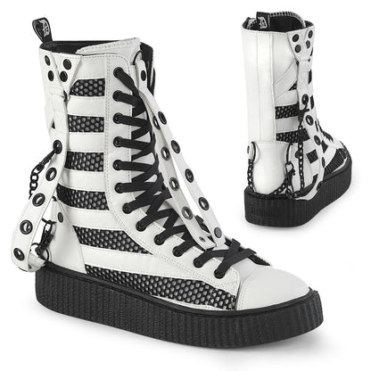 1 1/2"PF Round Toe Lace Up Front Calf High Creeper Sneaker (Demonia SNK325/BVL-FN)
