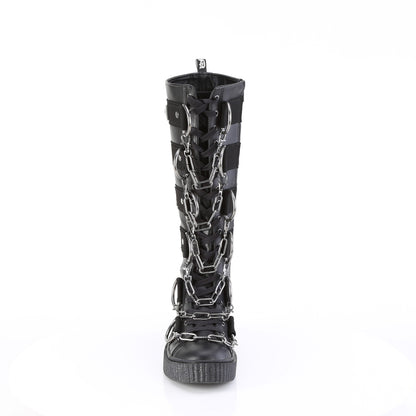1 1/2"PF Round Toe Lace Up Front Knee High Creeper Sneaker (Demonia SNK405/BVL-CA)