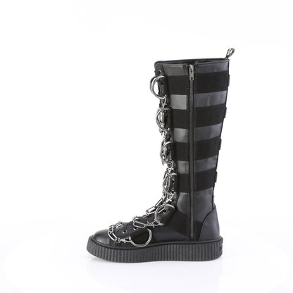 1 1/2"PF Round Toe Lace Up Front Knee High Creeper Sneaker (Demonia SNK405/BVL-CA)