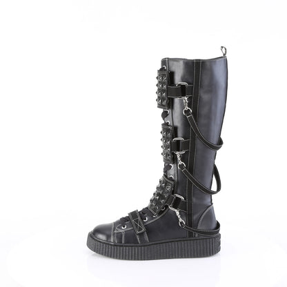 *1 1/2"PF Round Toe Lace-Up Front Knee High Creeper Sneaker (Demonia SNK410/BVL-CA)