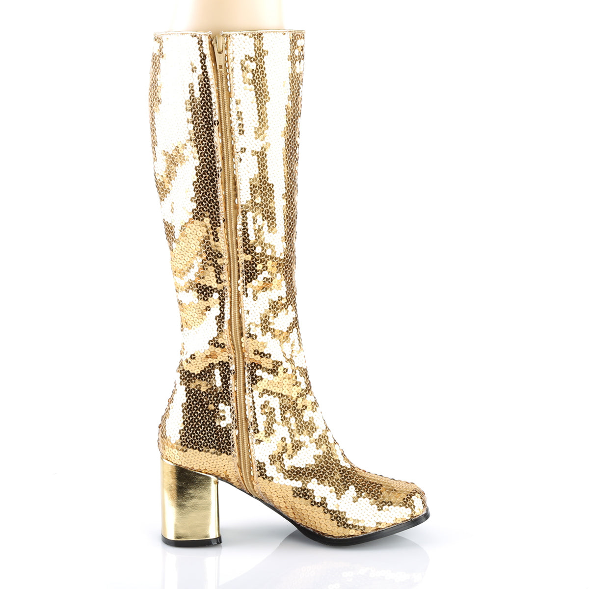 3" Block Heel Sequins Knee Boot (Bordello SPE300SQ/G)