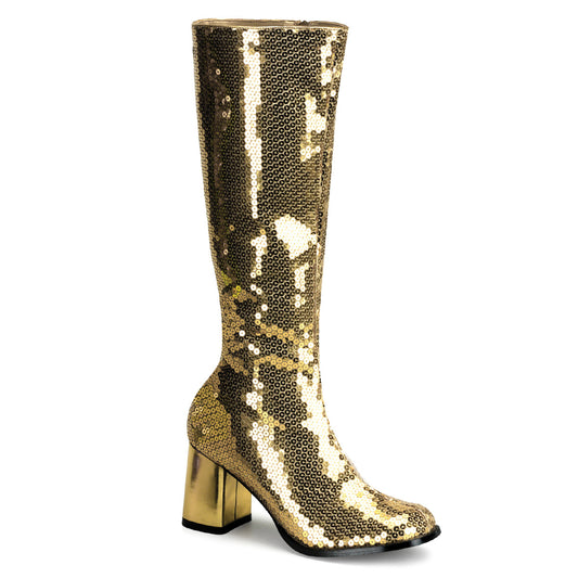 3" Block Heel Sequins Knee Boot (Bordello SPE300SQ/G)
