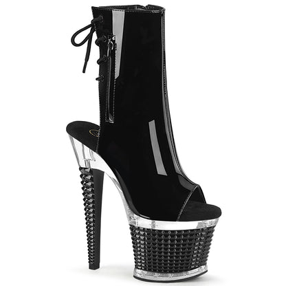 *7" Heel, 3" Textured PF Open Toe/Heel Ankle Boot, Side Zip (Pleaser SPEC1018/B/C-B)