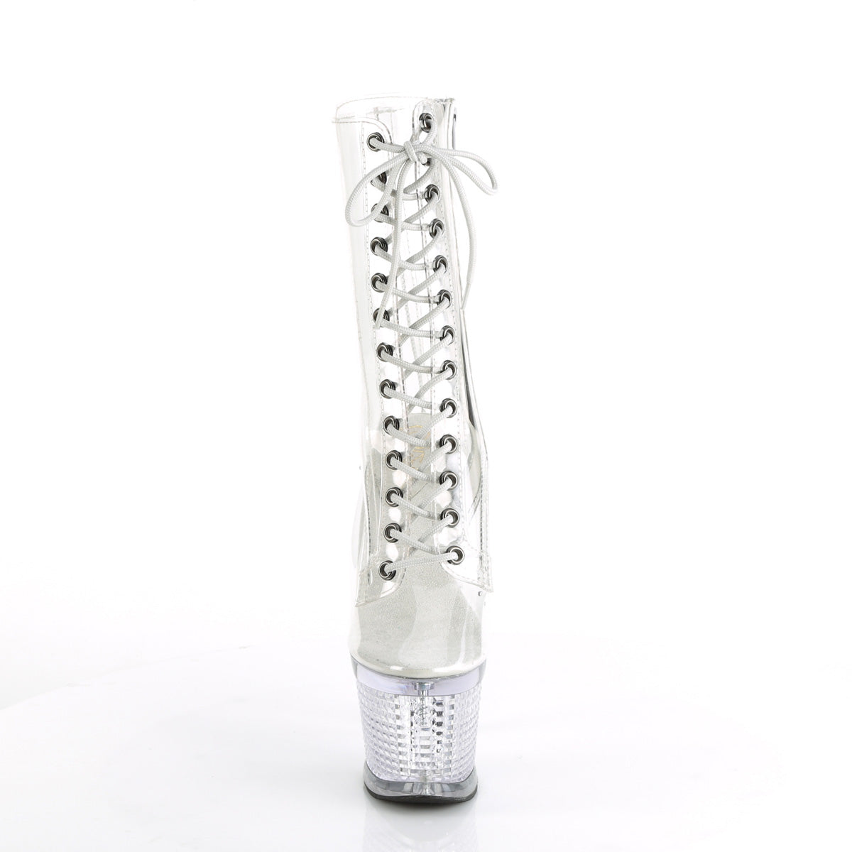 *7" Heel, 3" Textured PF Lace-Up Front Ankle Boot, Side Zip (Pleaser SPEC1040C/C/M)