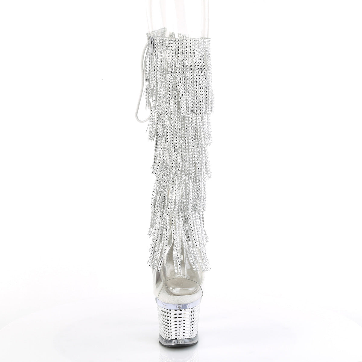 *7" Heel, 3" Textured PF Open Toe/Heel Knee Boot, Side Zip (Pleaser SPEC2017RSF/C-B/M)