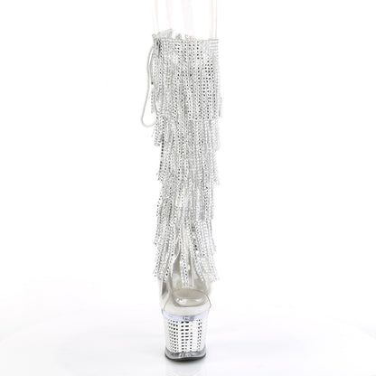 *7" Heel, 3" Textured PF Open Toe/Heel Knee Boot, Side Zip (Pleaser SPEC2017RSF/C-B/M)