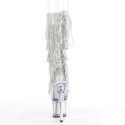 *7" Heel, 3" Textured PF Open Toe/Heel Knee Boot, Side Zip (Pleaser SPEC2017RSF/C-B/M)