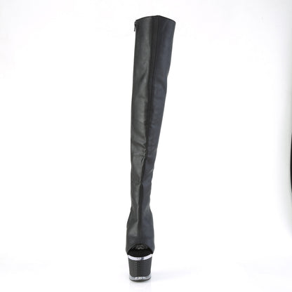 7" Heel, 3" Textured PF Over-The-Knee Boot, Side Zip (Pleaser SPEC3019/BPU/C-B)
