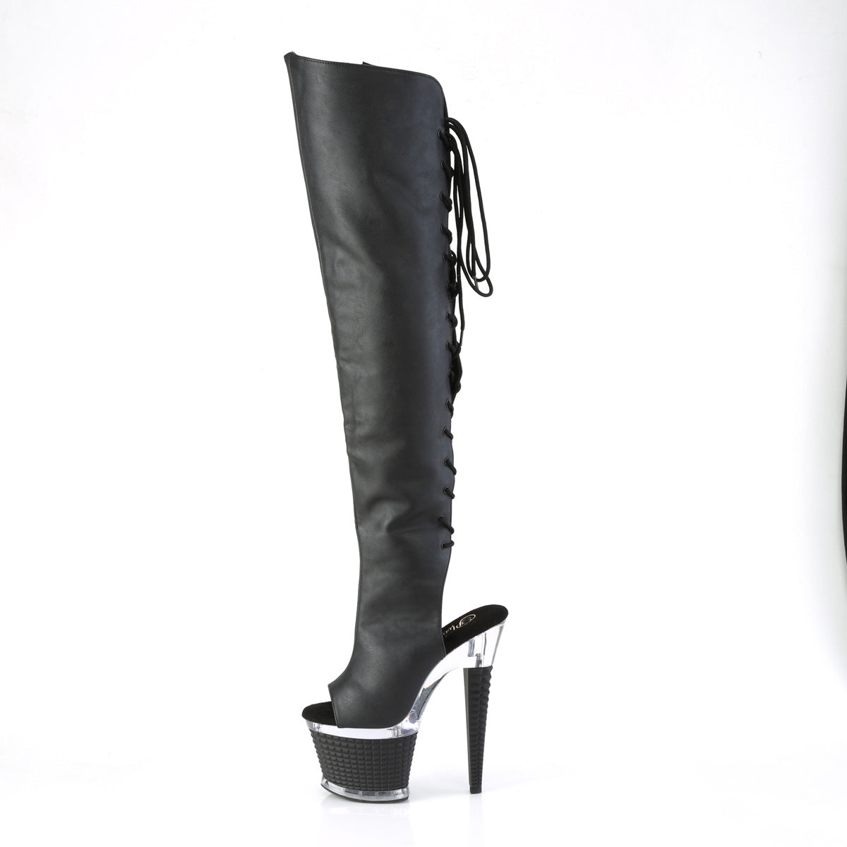 7" Heel, 3" Textured PF Over-The-Knee Boot, Side Zip (Pleaser SPEC3019/BPU/C-B)